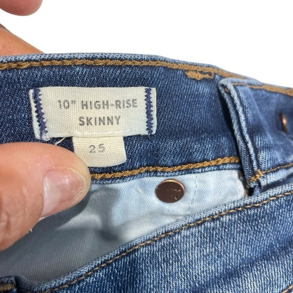 Madewell Blue High-Rise Skinny Jeans with Frayed Hem size 25 style #G7391 - Picture 6 of 11